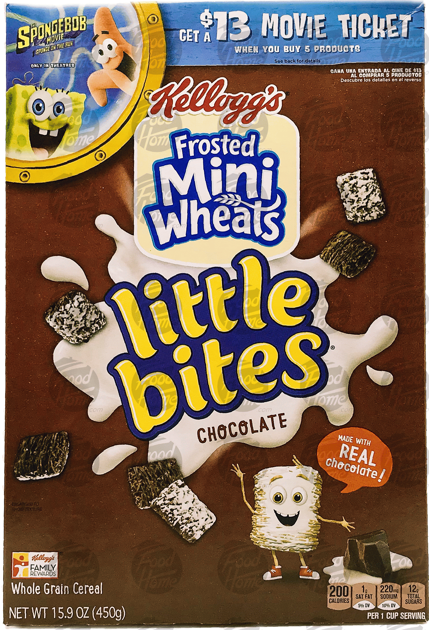 Kellogg Frosted Mini Wheats little bites chocolate frosted mini wheats, whole grain cereal, box Full-Size Picture